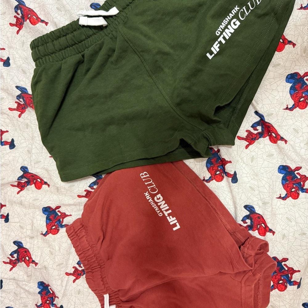 Gymshark Green and Red Athletic Shorts Comfortable Fit